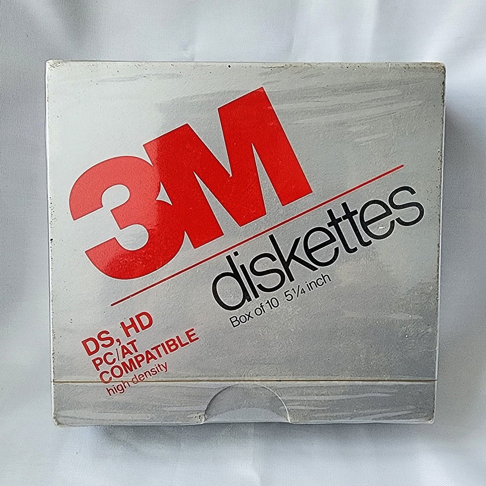 3M Diskettes Box of 10 5.25" DS HD PC AT Compatible High‎ Density Vintage Sealed